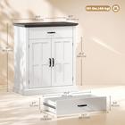 HOMCOM - Petit buffet moderne 30 po avec portes de rangement - blanc-Portes doubles à panneaux et poignées en métal noir ajoutent une touche de charme rustique