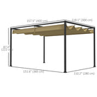 Outsunny - Pergola de patio avec auvent rétractable - 13 pi x 10 pi - kaki-Idéal pour le porche, la pergola, la terrasse, le gazebo ou tout espace extérieur 