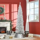 HOMCOM - Sapin de Noël artificiel 7' mince - décoration de fête - blanc-499 branches donnent un aspect plein et luxuriant à l'arbre 