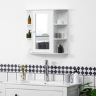 HOMCOM - Armoire à pharmacie murale avec miroir - blanc-Équipée d’un miroir central pour vérifier votre apparence et vous préparer pour le travail   
