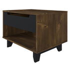 Nexera - Table de nuit Barista, 1 tiroir, Truffe et noir-Meubles conçus et produits au Canada à partir de panneaux de particules et de MDF certifiés CARB II/FSC.  Item expédié en 24-48 heures après réception de la commande.  Assemblage requis