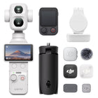DJI - Osmo Pocket 4P Pack Vlog - Blanc nacré-Capteur CMOS de 1 pouce et plage dynamique de 17 diaphragmes, double caméra avec 4 focales, objectif 60 mm pour des portraits naturels