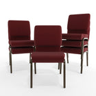 Flash Furniture – Chaise d’église empilable Hercules 18,5 po larg., siège 4,25 po épais, motif bourgogne, structure dorée-Cadre en acier de calibre 16