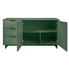 Manhattan Comfort - Buffet moderne Granville 140 cm - Vert sauge-Doté d'une épaisseur de panneau de 25 mm, fabriqué en bois massif de haute qualité et façade de tiroir nervurée en bois massif
