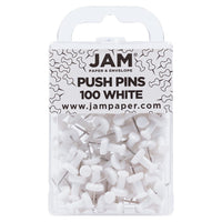 JAM Paper - Punaises colourées - blanches - paquet de 100-Punaises à tête en plastique | Couleur : Blanc