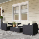 Outsunny - Ensemble de meubles de patio de 4 pièces, crème-Coussins à fermeture éclair remplis de mousse rembourrée de 3 po pour un confort et une détente optimaux