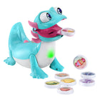 VTech - Zébulon, mon compagnon glouton - Anglais-C'est l'heure du goûter! Tenez un morceau du goûter pour que Sandy le renifle, puis placez-le sur sa langue lorsqu'elle ouvre la bouche.