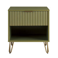 Manhattan Comfort - Table de nuit moderne DUMBO 20,07" à 1 tiroir - Vert olive-Moderne-contemporain avec une touche de glamour - Table de nuit pour chambre et salon