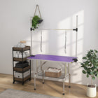 PawHut - Table de Toilettage pour Chien Réglable avec 2 Sangles de Sécurité - Violet-Panier en métal grillagé sous le plateau pour un rangement facile et pratique de vos outils, tandis que la grille empêche l’accumulation d’eau et de liquides pour l’hygiène
