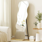HOMCOM - Miroir pleine longueur - 21 po l x 64 po H - noir-À appuyer contre le mur ou à poser librement avec le support 