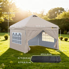 Outsunny - Tente auvent pliante 10 pi l x 10 pi L - Abri soleil instantané - Beige-Trois réglages de hauteur à des intervalles de 4 po (10 cm)