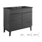 Modway - Render 36" Vanette de salle de bain - Noir charbon-Pieds en bois effilés