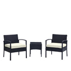 Manhattan Comfort - Ensemble de salon de patio moderne Noli pour 2 personnes avec table d’appoint - Noir et crème - Lot de 3-Ensemble de patio moderne 3 pièces avec 2 fauteuils et 1 table d’appoint