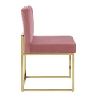 Modway - Carriage Base de traîneau à touffes de Channel Performance Velvet Chaise à manger - Rose Poussiéreuse d’Or-Cadre en acier inoxydable doré