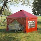 Outsunny - Tente auvent pliante 10 pi l x 10 pi L - Abri soleil instantané - Rouge-Structure en métal avec revêtement en poudre assurant une utilisation durable