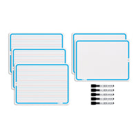 Hilroy - Emballage-valeur de 5 tableaux effaçables à sec double face - 12 po L x 9 po H - blanc - paquet de 5-LÉGERS, SÛRS ET PORTABLES : Ces tableaux effaçables à sec Hilroy de 22,9 cm x 30,5 cm sont faciles à transporter en classe ou à la maison. Avec des coins arrondis, il n'y a pas de bords tranchants qui peuvent égratigner ou piqués, ce qui constitue une option sûre pour les enfants. 