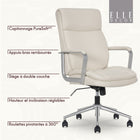 Elle Décor - Fauteuil de bureau Ellegant IVY - 25 1/2 po l x 29 po P x 40 3/4 po à 44 1/2 po H - Ivoire-Relevage pneumatique de la hauteur du siège