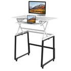 Rocelco- Ensemble de rehausse de bureau de luxe à hauteur ajustable de 46" et support au sol - Blanc / Noir-10