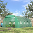 Outsunny serre tunnel à pied 19 pi x 10 pi x 6,6 pi- Bâche en plastique résistante aux UV protège les plantes de la pluie légère et du vent
