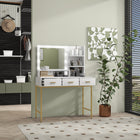 HOMCOM - Coiffeuse avec miroir et lumières - 38,6 po L x 17,7 po l x 54,3 po H - blanc-Grand miroir avec dix ampoules LED pour améliorer l'application du maquillage 