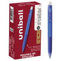 uni-ball - Stylos gel rétractables effaçables - 0,7 mm - bleu - paquet de 12-Stylos Gel