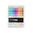 Tombow - Feutres à 2 pointes Twintone, pastel, paq./12-Pointe fine avec une épaisseur de trait de 0,3 mm

