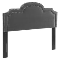 Modway - Belinda Performance Velvet Tête de lit King/King de Californie, Charbon de bois-Tête de lit King/King de Californie