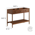 Modway - Zaire 48" compatible double évier Armoire de toilette de salle de bain (lavabo non inclus) - Noyer-Tiroir du milieu spacieux