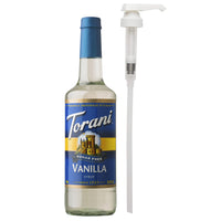 Torani - Sirop vanille sans sucre avec pompe - 750 mL-Plus que simple café : Idéal pour les lattes, les frappes, les thés, les cafés, les cocos chauds, les milkshakes, les desserts et autres boissons mélangées congelées