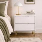 Manhattan Comfort - Table de nuit Avira 20" style mid-century moderne à 2 tiroirs - Blanc-Comprend deux grands tiroirs avec des glissières faciles pour une utilisation fluide