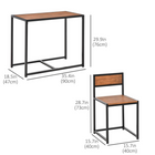 HOMCOM - Ensemble de salle à manger industriel 3 pièces pour petits espaces - noyer-Chaise à dossier bas offrant un espace de repos confortable