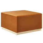 Modway - Tilden Grand velours de performance carré de 28 pouces Rembourré Ottoman - Rouille naturelle-Revêtement en velours de performance