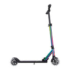 Globber - Trottinette Flow Elements avec Lumières – Neochrome-Guidon en aluminium réglable sur 4 hauteurs (80 cm, 85 cm, 90 cm ou 95 cm du sol), large et incurvé, avec poignées ergonomiques en TPR confortables et durables, et un serre-câble anti-secousse