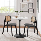 Modway - Lippa Rond de 28 po Faux marbre Table à manger, Noir Blanc-Socle métallique résistant aux éclats