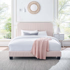 Modway - Celine Chenal Touffé Performance Velvet Lit de plateforme King, Rose-Pieds en bois massif