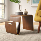 Manhattan Comfort - Table d’appoint Brookside 65 cm style mid-century modern - Noyer-Fabriqué en contreplaqué manufacturé et placage de frêne