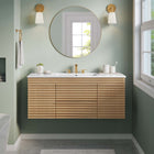 Modway - Render Fixation murale de 48" Vanette de salle de bain - Oak White-MDF et panneau de particules