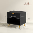HOMCOM - Table de nuit avec panneau cannelé - noir-Structure robuste en panneau de particules et MDF avec une surface en mélamine facile à nettoyer 