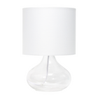 JAC Styles - Lampe de table ryley raindrop de 13,75 pouces - verre transparent avec abat-jour blanc-Style moderne et contemporain - Une base sculpturale en verre et une silhouette épurée offrent un accent élevé qui complète une grande variété d’intérieurs.
