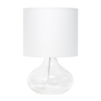 JAC Styles - Lampe de table ryley raindrop de 13,75 pouces - verre transparent avec abat-jour blanc-Style moderne et contemporain - Une base sculpturale en verre et une silhouette épurée offrent un accent élevé qui complète une grande variété d’intérieurs.