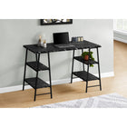 Monarch Specialties - 7528 Bureau 48 po L - Faux Marbre Noir/Metal Noir-Le bureau épais et rectangulaire et 4 tablettes de 2 tailles différentes sont finis dans un faux marbre noir non lustrée
