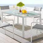 Modway - Raleigh 59 po Terrasse extérieure Aluminium Table à manger, Blanc-Cadre en aluminium revêtu en poudre