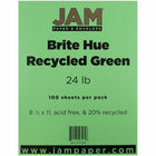 Jam Paper - 24 lb Couleur Papier, 8,5 po l x 11 po H, Vert recyclé, 100 feuilles/paquet-Couleur : Vert