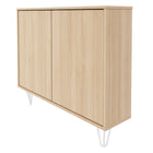 Nexera - Console de rangement 2 portes Slim, Érable doré-D'une faible profondeur, ce meuble, sublimé par ses pieds épingles, offre un espace de rangement discret sur deux étagères intérieures derrière ses doubles portes en MDF en érable naturel