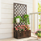 Outsunny - Jardinière surélevée - 2,4 pi x 1 pi x 4,9 pi - carbonisée-Le panneau arrière en treillis offre beaucoup d'espace de croissance pour les plantes, telles que les raisins, les plantes grimpantes, etc.
