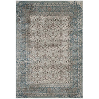 Modway - Dilys Treillis floral vintage vieilli Tapis de comédie 8 pi l x 10 pi L - Brun sarcelle et beige-Tapis vintage en treillis floraux vieillis