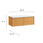 Modway - Kinetic Support mural de 38" Bureau avec armoire et tablette - White Natural-Compartiment de gestion des câbles rabattables