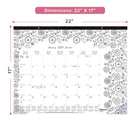 Blueline - 2027 Calendrier sous-main mensuel à colorier DoodlePlan - 22 po x 17 po - motif Botanica - bilingue-Thème DoodlePlan différent en noir et blanc à colorier chaque mois