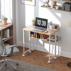 HOMCOM - bureau pliant roulant 31,5 po avec roulettes et sac de rangement - naturel-L’étagère ouverte permet de ranger livres et documents pour un accès facile, avec un panneau arrière pour éviter les chutes