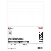 Avery - Étiquettes Imperméables - 2/3 po x 1.75 po - Paquet de 3000-Blanc